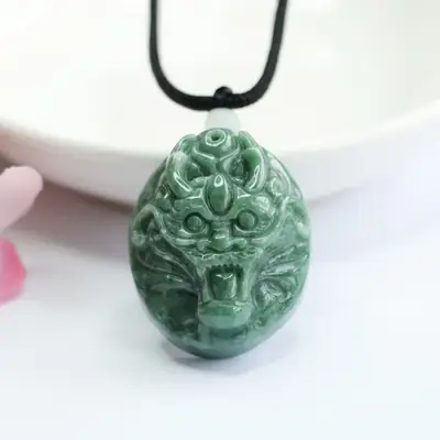 Jade Zodiac Dragon Pendant Green Natural Grade