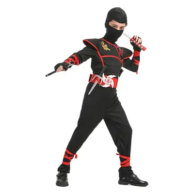 Japanese Ninja Cospaly Anime Samurai Kids Costume Black Red