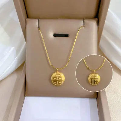 Gold Double Fuxi Necklace for Women