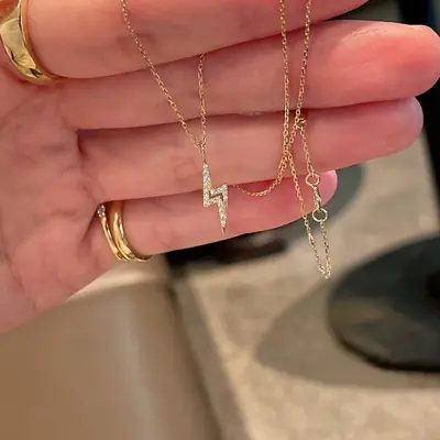 S925 Gold Lightning Necklace for Women