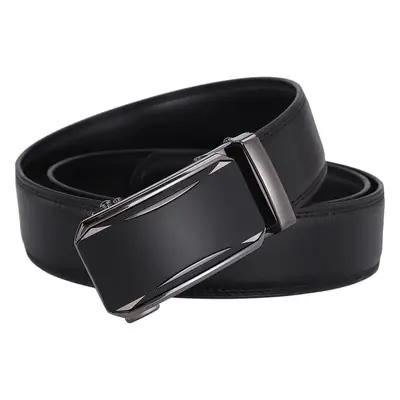 Men's Automatic Buckle Belt Black Cowhide Business Style