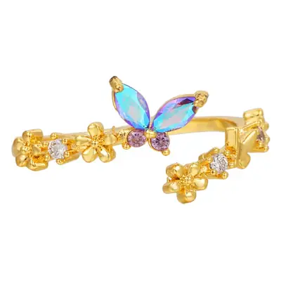 Golden Butterfly Open Ring for Women