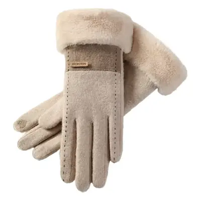Women Winter Black Fleece Touch Screen Gloves