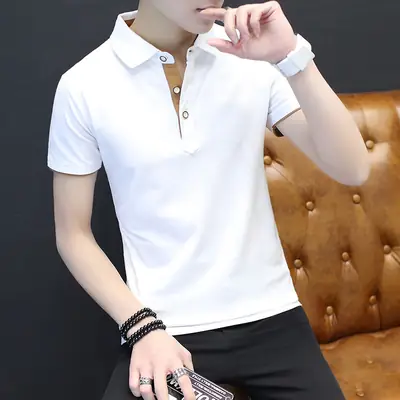 Men's Black Polo T-Shirt Collar Casual Summer