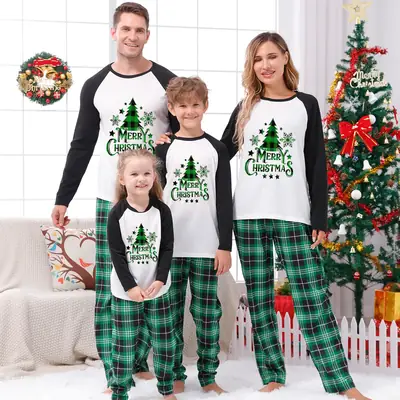 Tianming Christmas Pajamas Plaid Patchwork Set