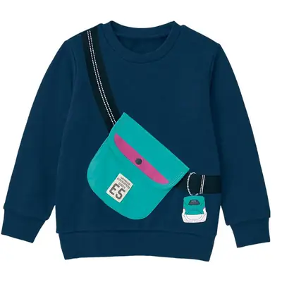 Kids Cotton Terry Sweatshirt Yellow Blue Medium Large