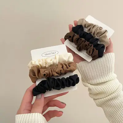Elegant Hair Band with Silk Satin Beige Black White