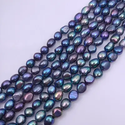 Black Baroque Pearl Necklace 7-8mm Natural Freshwater