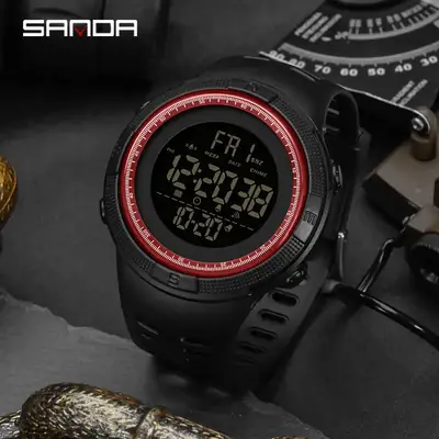 Sanda Men's Green Digital Analog Watch Outdoor Sports