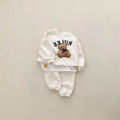 White Bear Print Korean Style Sweater for Boys Girls