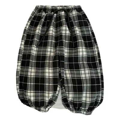 Black Plaid Loose Pants for Boys Women Casual Wear