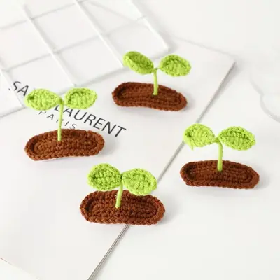 Pink Flower Hairpin with Green Bud Clip