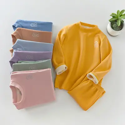 CUHK Orange Thermal Underwear Set for Baby Autumn Winter