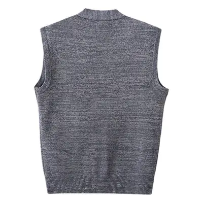 Father's Jacquard Vest Button Cardigan Dark Blue