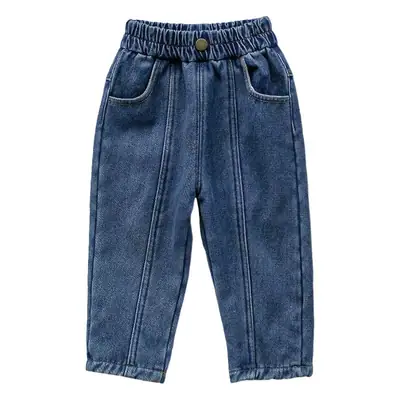 Kids Denim Capri Pants Blue Loose Winter Warm