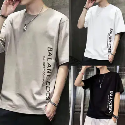 Men Black Balancedoves Loose Sleeve T-Shirt
