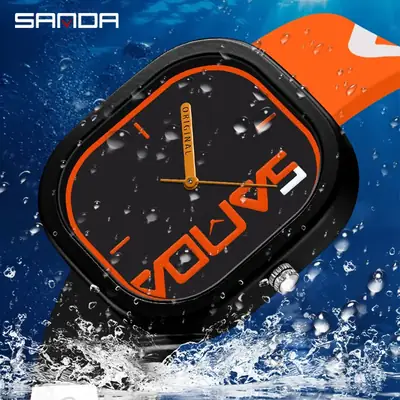 Sanda Square Watch for Men Teenagers Sports Waterproof Luminous