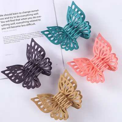 Hollow Butterfly Hair Clip Candy Color Frosted