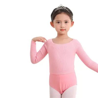 Girls Pink Knitted Long Sleeve Dancing Wear