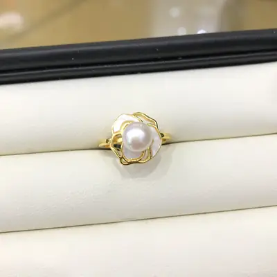 Natural Freshwater Pearl Ring 7-8mm Steamed
