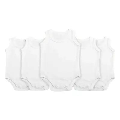 5-Piece Set of Pure White Cotton Baby Jumpsuits