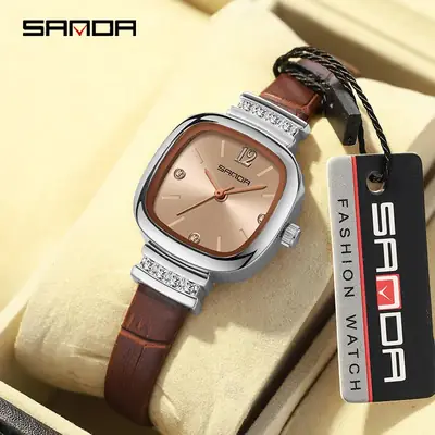Women's Square Watch with Diamond Belt & Quartz Movement