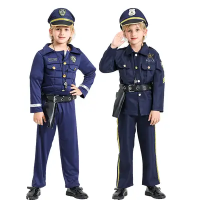 Kids Police Uniform Cosplay Costume Set for Boys