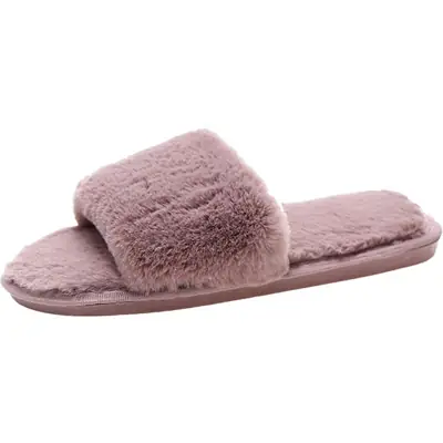 Foreign trade cotton slippers furry slippers women's indoor home autumn and winter short plush flat open slippers word plus size slippers