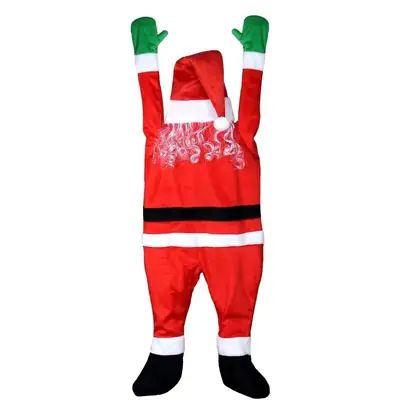 2024 Cross-Border New Velvet Santa Claus Wall Climbing Decoration Clothes Hangings Gift Holiday Decorations