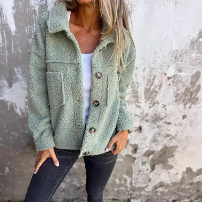 2025 Winter Lapel Single-Breasted Lamb Wool Jacket