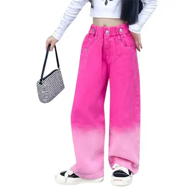 Girls Gradient Wide Leg Pants Candy Color 2025