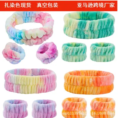 Tie Dye Flannel Wrist Bands Set for Women