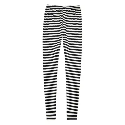 Women's Black White Striped Capri Leggings 9-Piece
