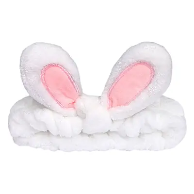 Women's Rabbit Ear Wash Hair Belt Headband with Pink Inlays