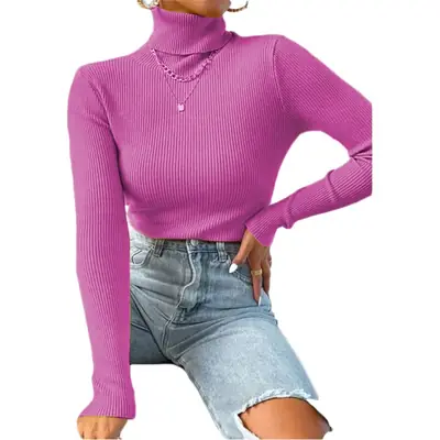 Black Knitted Turtleneck Sweater for Women
