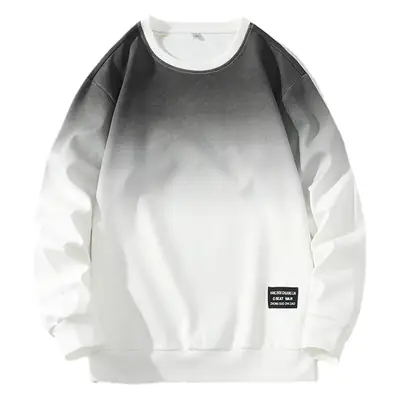 Men's Gradient Blue White Sweatshirt Round Neck Long Sleeve
