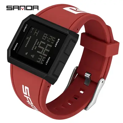 Sanda Red LED Digital Watch for Men Women