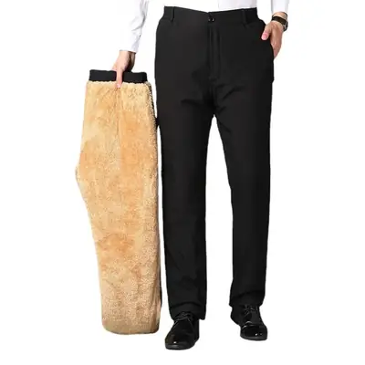 Men's Fleece Lined Slim Fit Winter Pants Grey