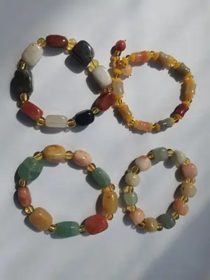 Polished Gold Jade Multi-Color Bracelet for Women
