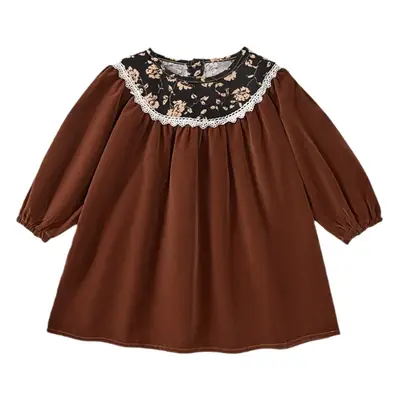 Girls Velvet Dress 2025 Autum New Korean Style Retro Style Kidsren's Lace Puff Sleeve Princess Dress
