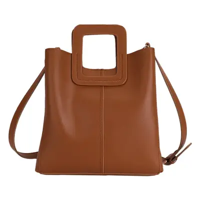 Korean Style Brown Leather Tote Bag for Women