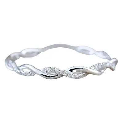 Twisted Rope Ring 18K Gold Plated Zircon Micro Pave