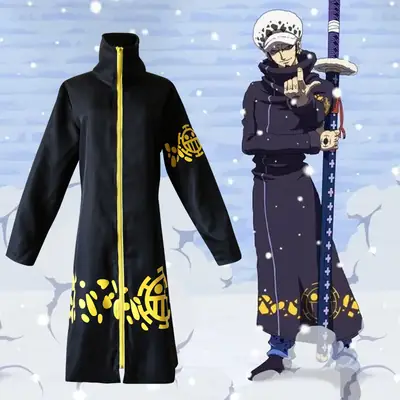 One Piece Trafalgar Garro Coat Cosplay Suit Black Yellow