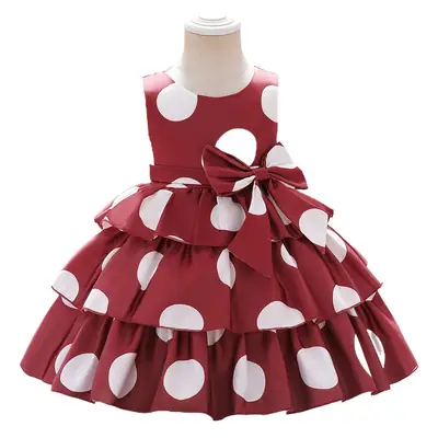 Girls' Polo Dot Tiered Skirted Dress Navy Blue