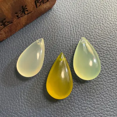 Jade Water Droplets Pendant Set Wholesale Green Yellow