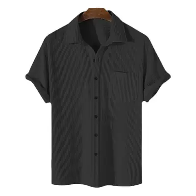 Men's Blue Waffle Knit Short Sleeve Shirt