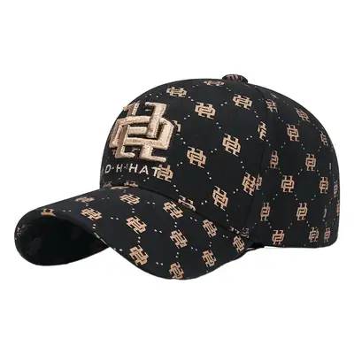 Men's Black Printed Baseball Cap with Adjustable Strap