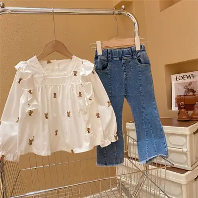 Girls Flared Jeans 2022 Stretch Western Style