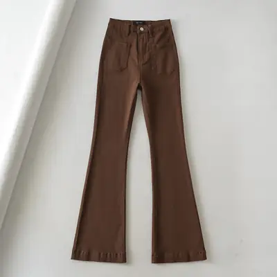 Women's Brown Slimming High Waist Jeans Summer