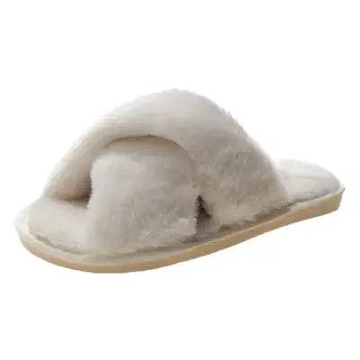 Foreign trade plush cotton slippers for women 2022 autumn and winter New Women's Flat open toe home Cross plush slippers wholesale